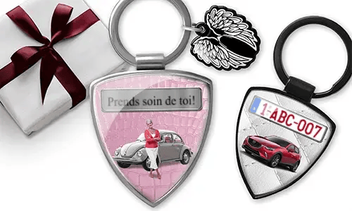 Shield keychain with grandmother photo