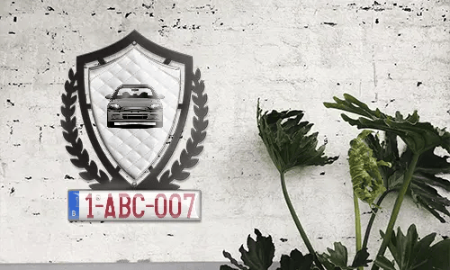 metallschild gestalten schwarz gepulvert mit Weißes Leder Hintergrund aluminiumschilder mit gravur