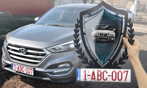 metallschild gestalten schwarz gepulvert mit Blaues Schlangenleder Hintergrund in der Hand accessoire garage