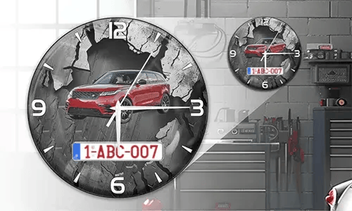 gallery-wall-clock-car-truck-motorcycle-license-plate-1