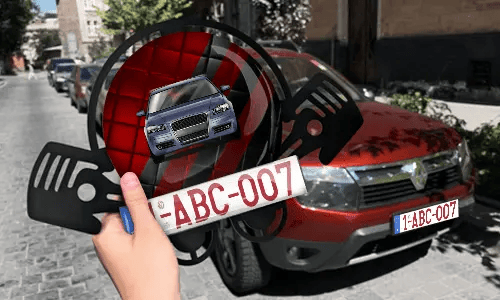 Autoschlüsselanhänger in der Hand mit dem Kennzeichen auto schlüsselanhänger gravur