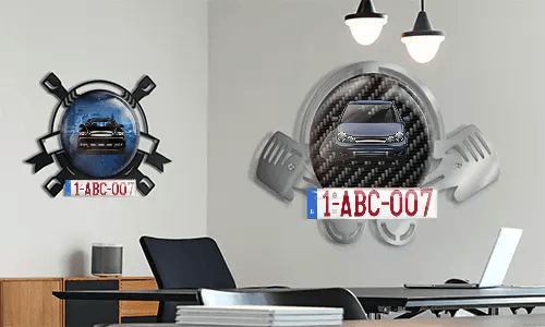 Autoschlüsselanhänger in zwei Varianten auf dem Wand bedruckter schlüsselanhänger