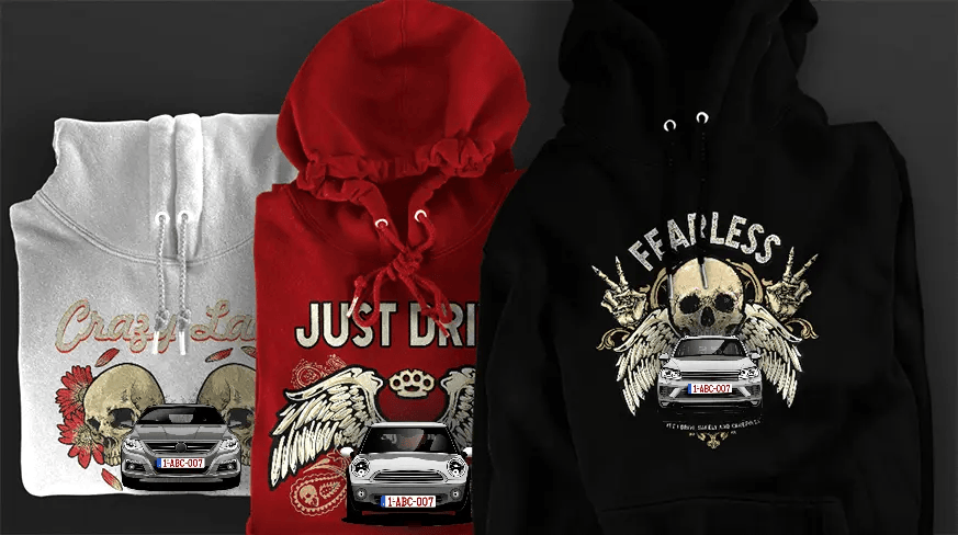 Hoodie Design mit Autosilhouette