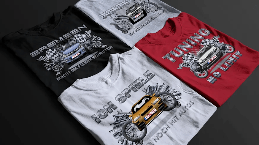 shirt tuning in vier verschiedenen Farben t shirt tuning